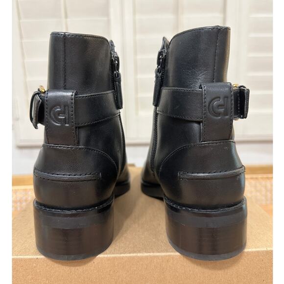Cole Haan Hampshire Buckle Ankle Boots Black Leather Size 5/5.5 NIB Classic - Picture 9 of 14